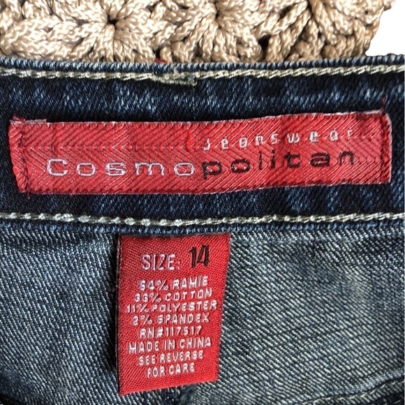 Jeanswear Cosmopolitan Denim Jeans High Rise Flare Leg Women 14 Dark Blue - Picture 8 of 9